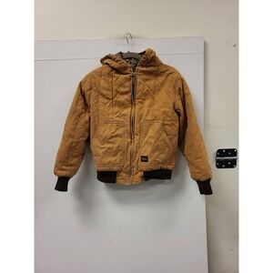 Walls Workwear Jacket Hooded Brown Duck Canvas Insulated Youth Size 14/16